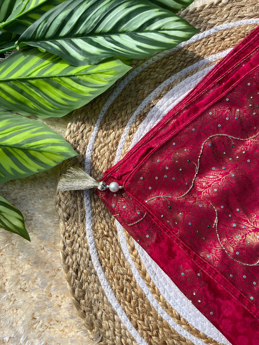 Elegant Pure Dola Silk Saree with Sequence Handwork | Lightweight Saree for Comfort