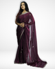 Pure Cosmos Handwork Saree with Shimmering Stone and Moti Work | Festive Wear