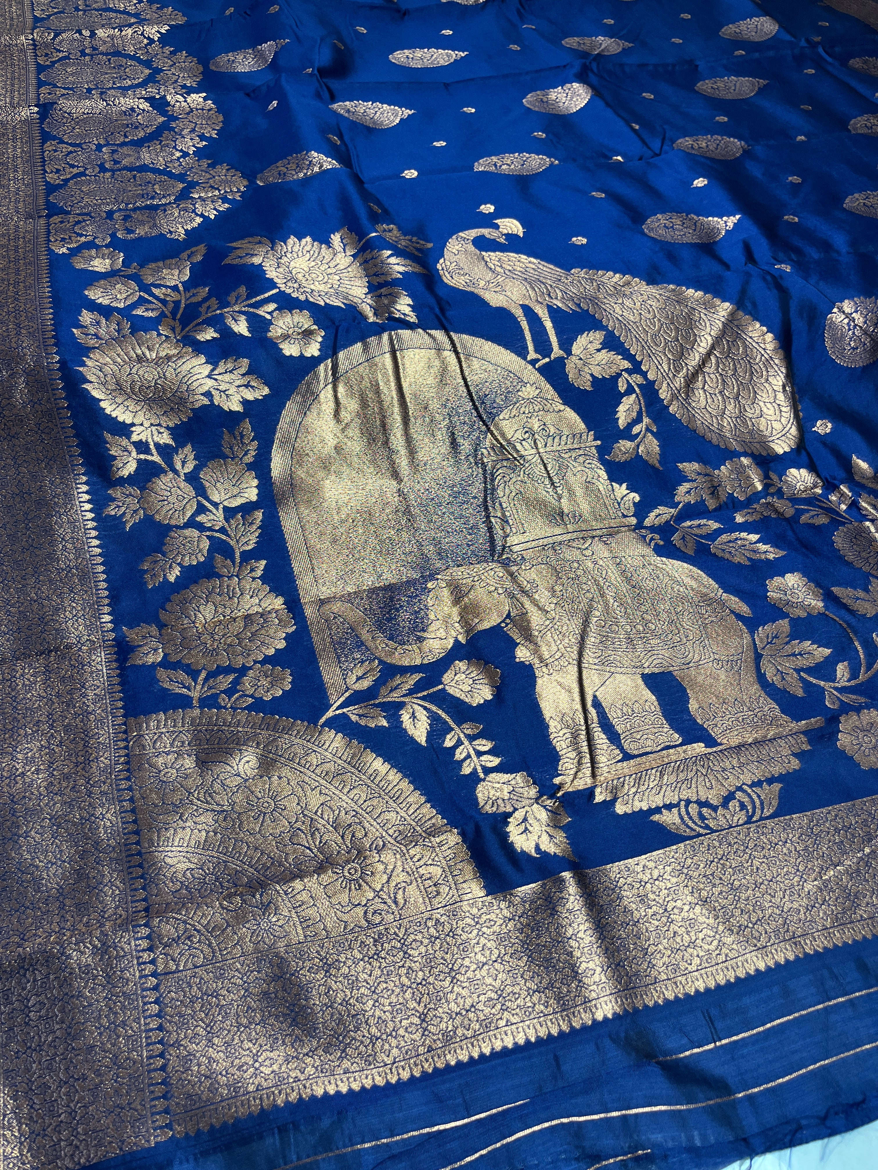 Luxurious Silk Saree with Intricate Peacock Motif & Heavy Zari Work | Festive Events Amai Jaipur
