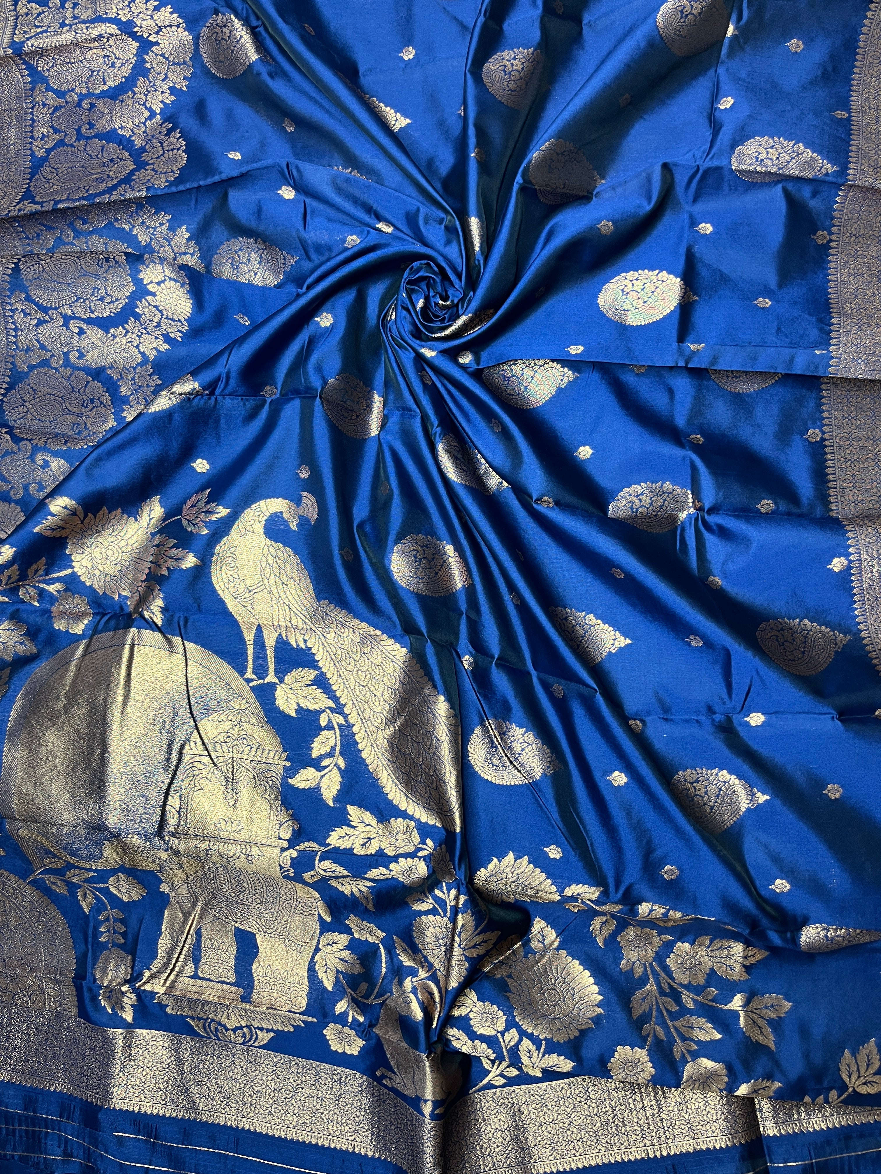 Luxurious Silk Saree with Intricate Peacock Motif & Heavy Zari Work | Festive Events Amai Jaipur