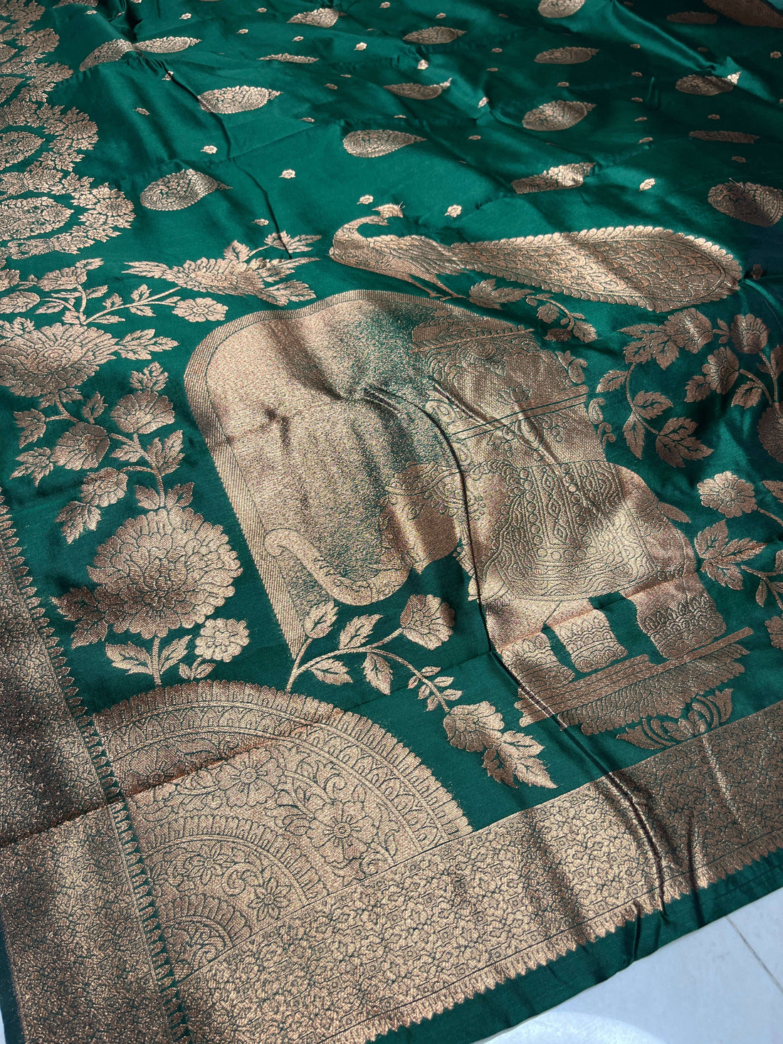 Luxurious Silk Saree with Intricate Peacock Motif & Heavy Zari Work | Festive Events Amai Jaipur