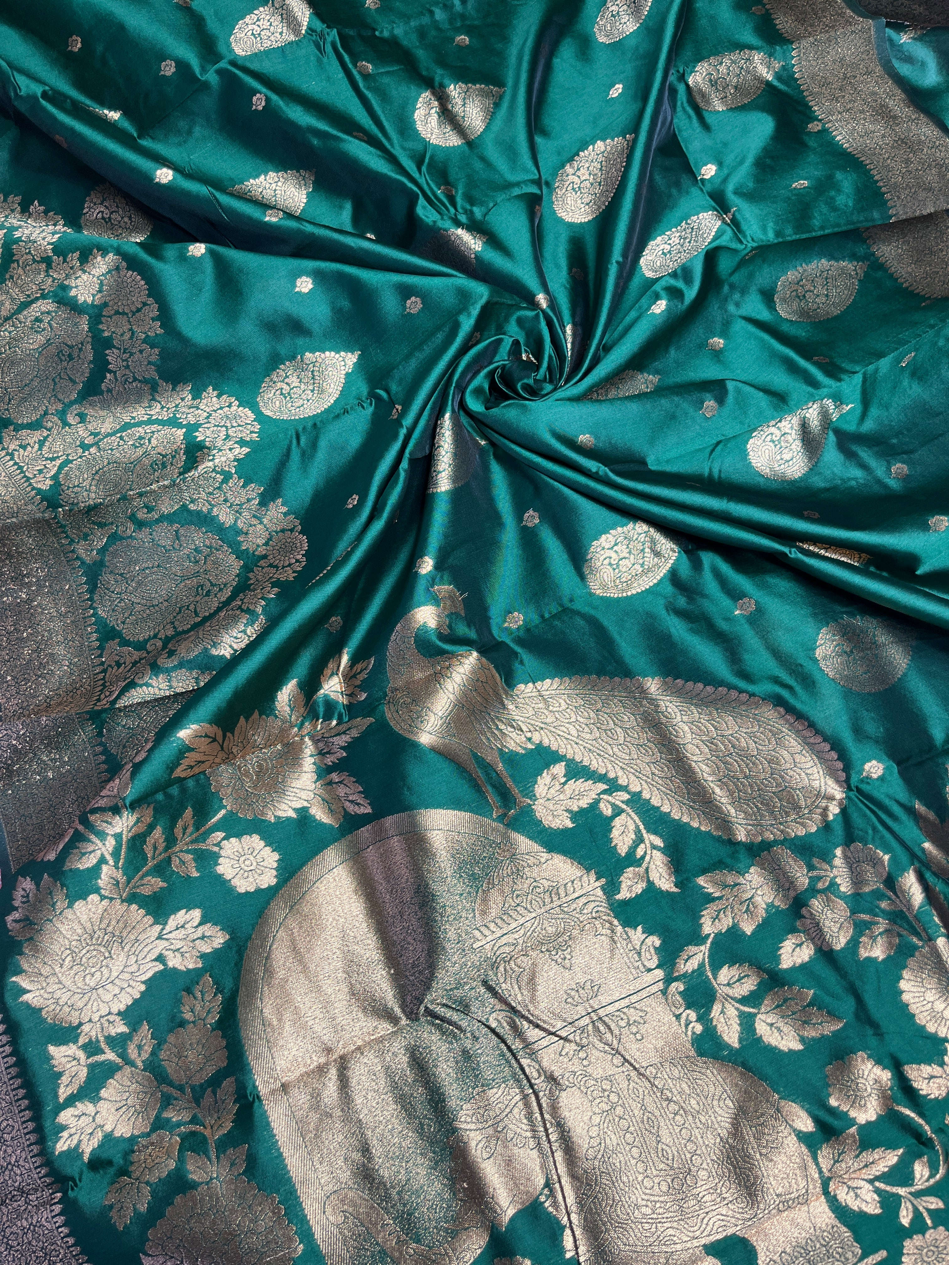 Luxurious Silk Saree with Intricate Peacock Motif & Heavy Zari Work | Festive Events Amai Jaipur