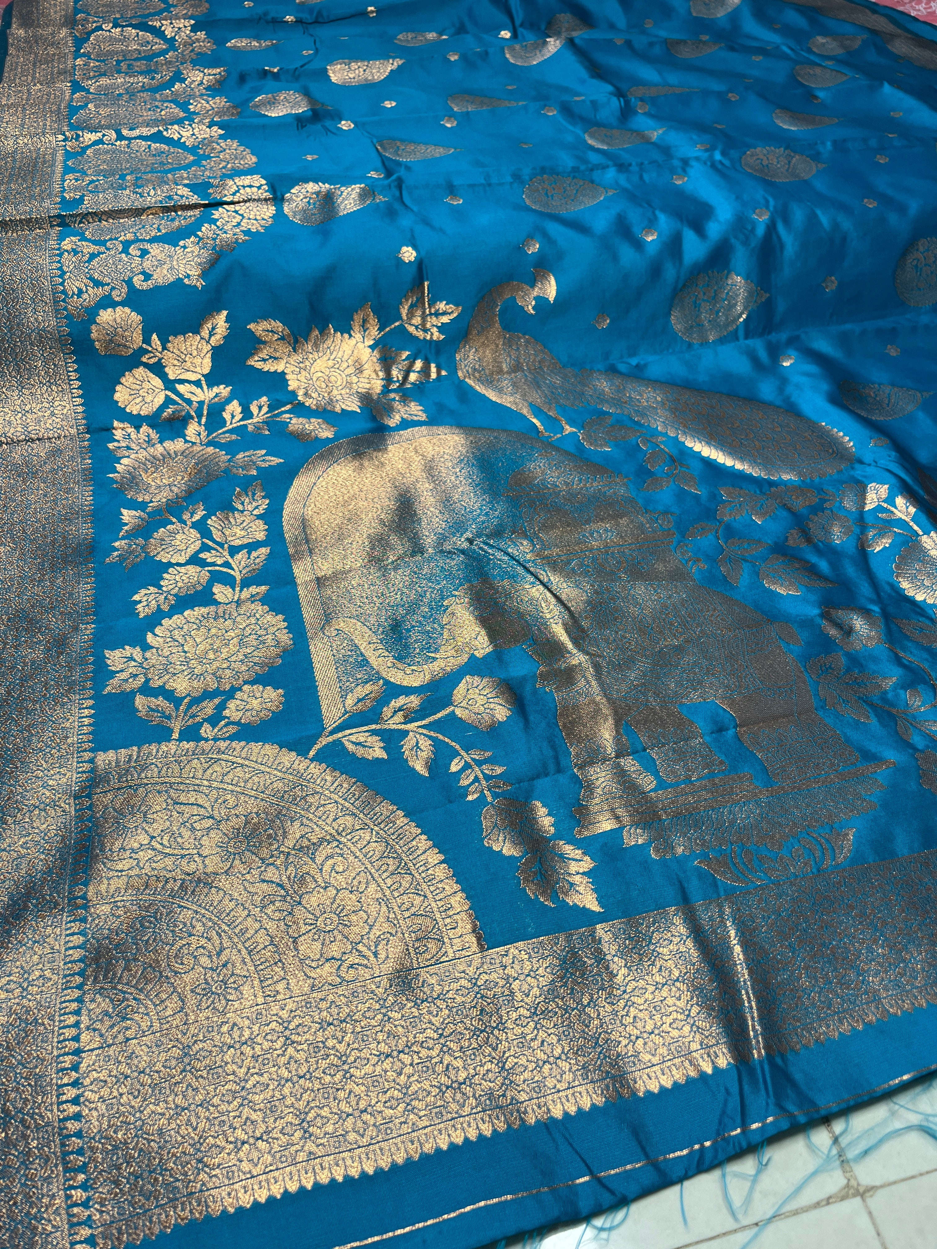 Luxurious Silk Saree with Intricate Peacock Motif & Heavy Zari Work | Festive Events Amai Jaipur