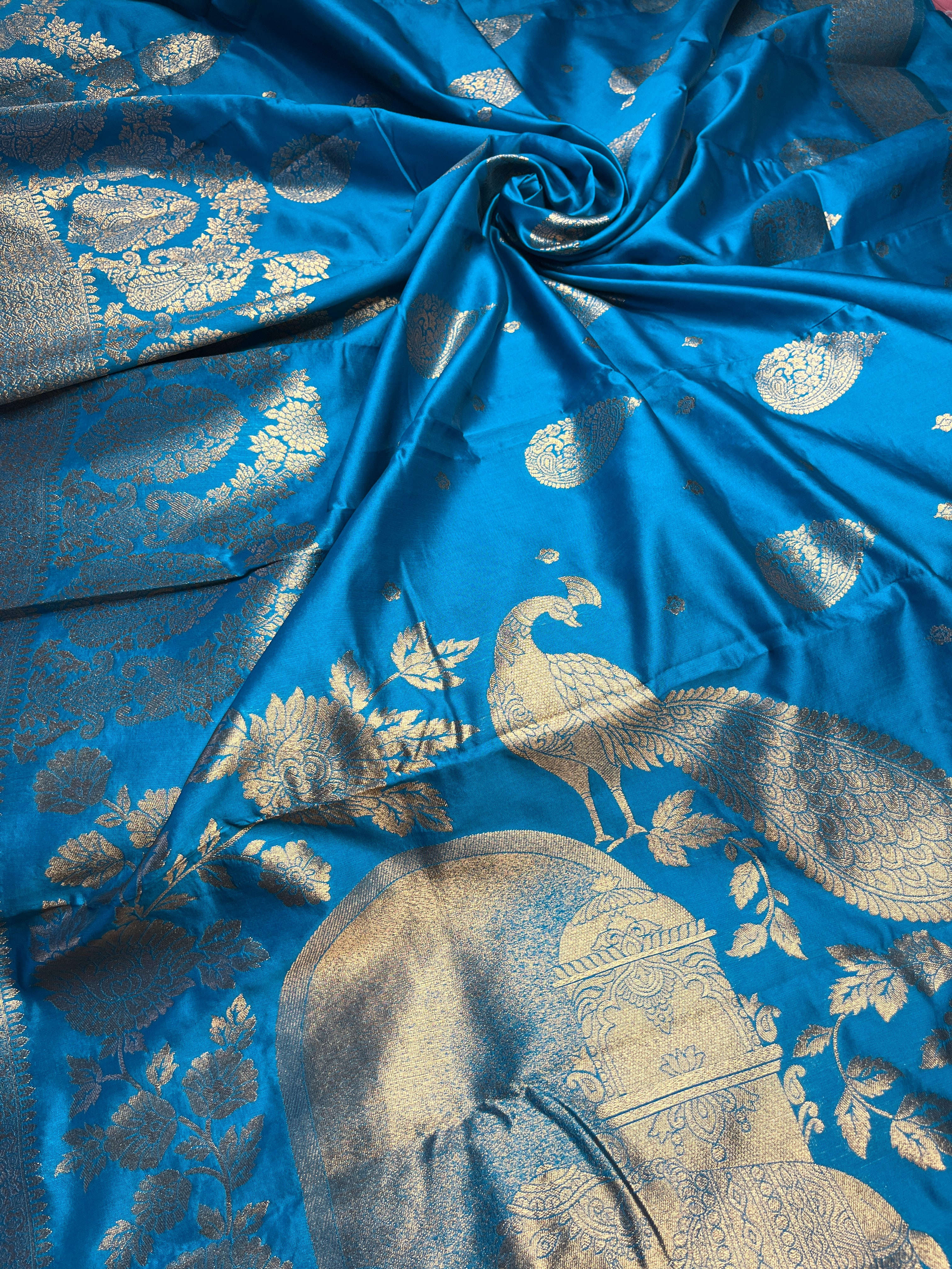Luxurious Silk Saree with Intricate Peacock Motif & Heavy Zari Work | Festive Events Amai Jaipur