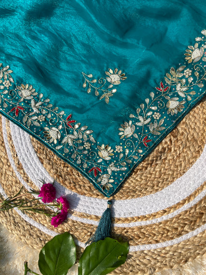 Exquisite Handwork Saree: Pure Cosmos Saree with Gotta Patti & Kardhana Embroidery