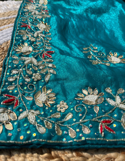Exquisite Handwork Saree: Pure Cosmos Saree with Gotta Patti & Kardhana Embroidery