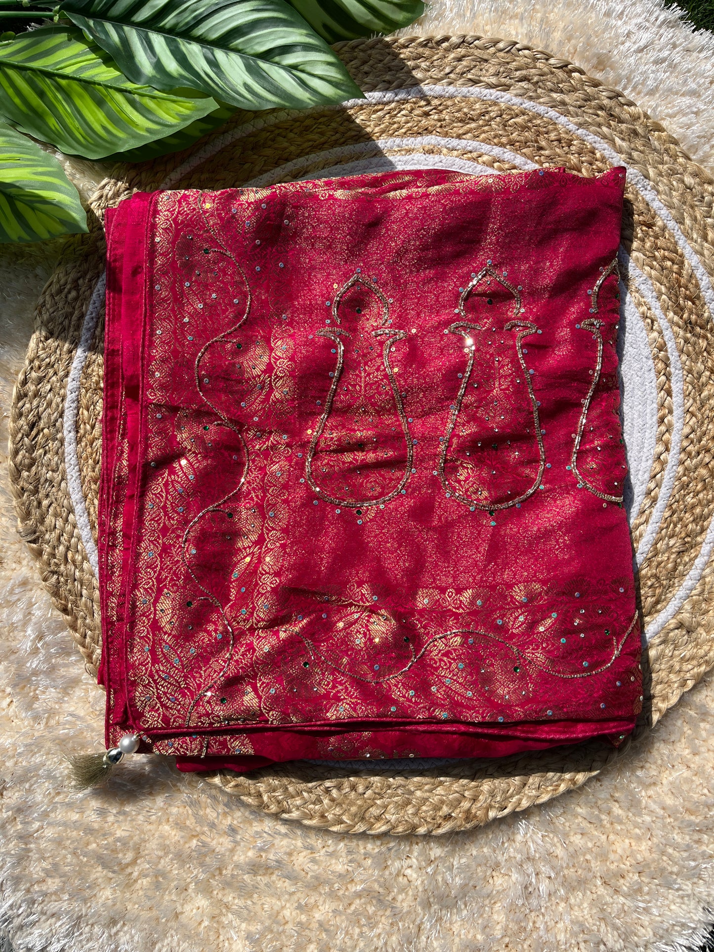 Elegant Pure Dola Silk Saree with Sequence Handwork | Lightweight Saree for Comfort