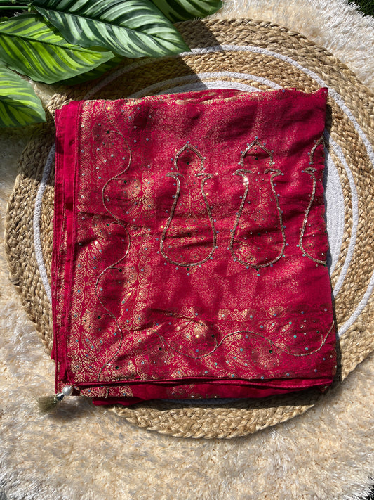 Elegant Pure Dola Silk Saree with Sequence Handwork | Lightweight Saree for Comfort