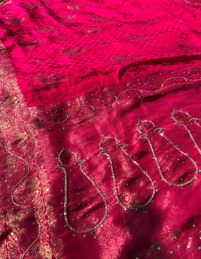 Elegant Pure Dola Silk Saree with Sequence Handwork | Lightweight Saree for Comfort