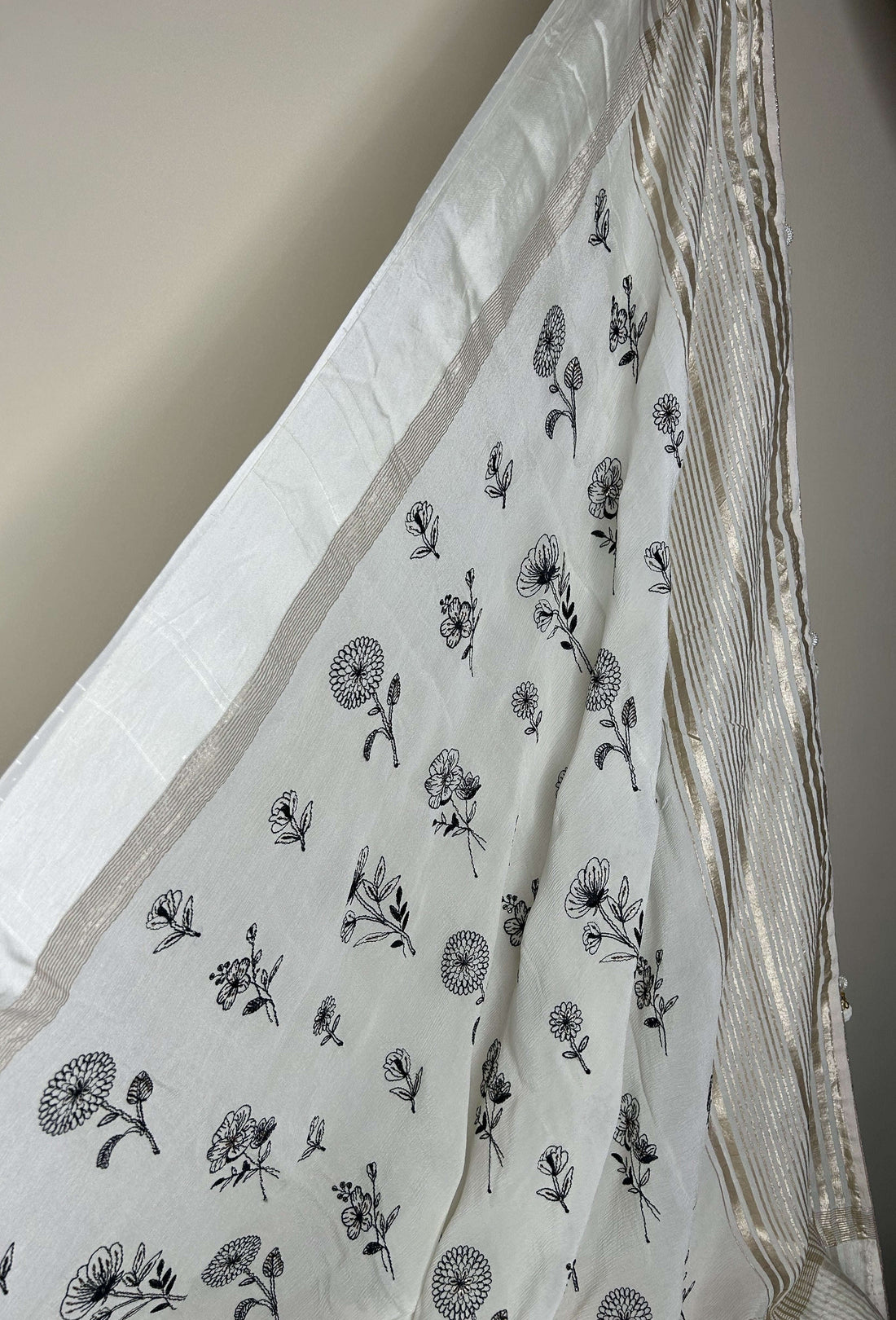 Luxurious Pure Chinon Saree with Delicate Handwork Saree Embroidery | Designer Saree Amai Jaipur