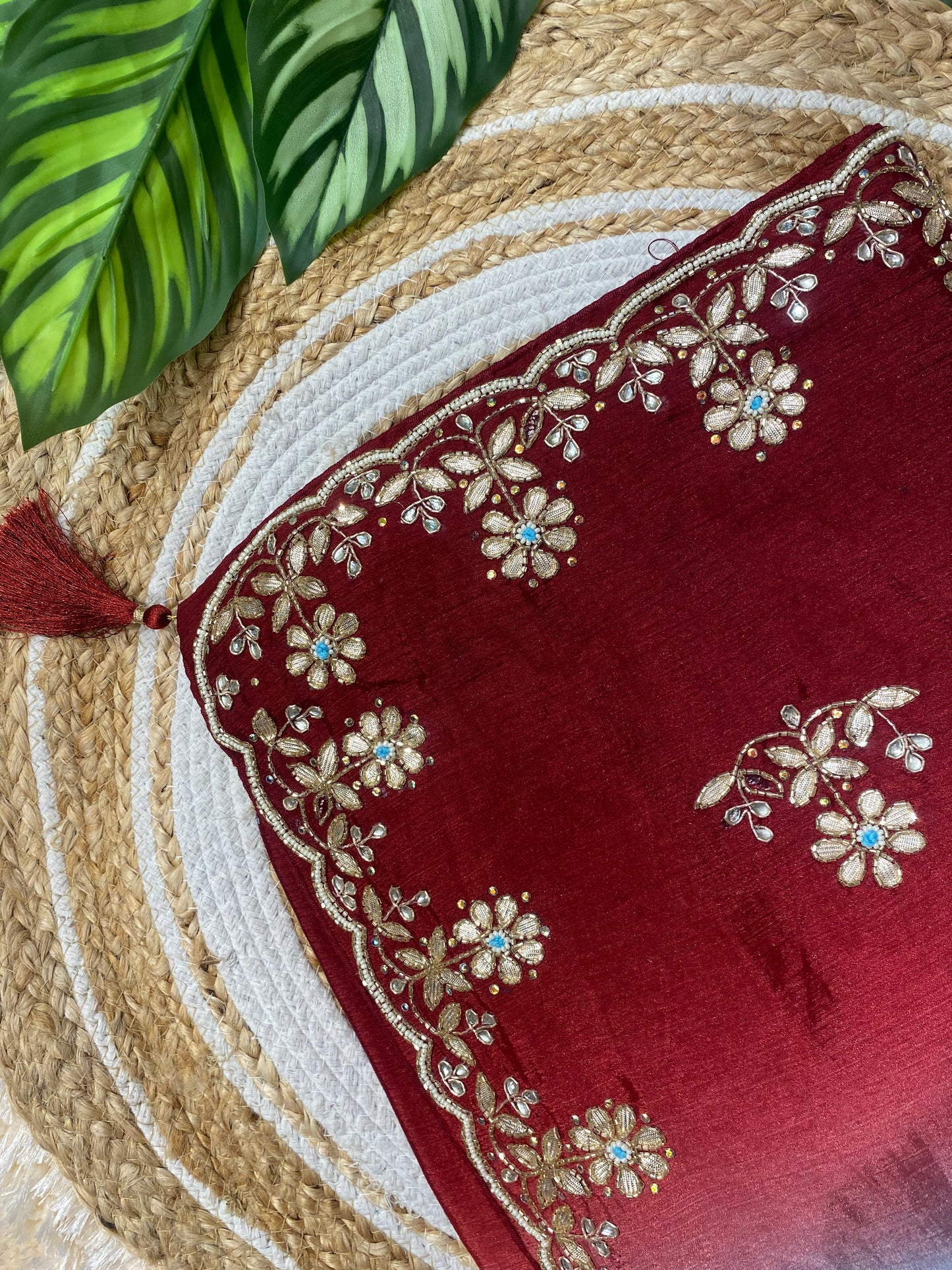 Luxurious Handwork Saree: Pure Chiffon Crape with Kardhana & Gotta Patti Embroidery