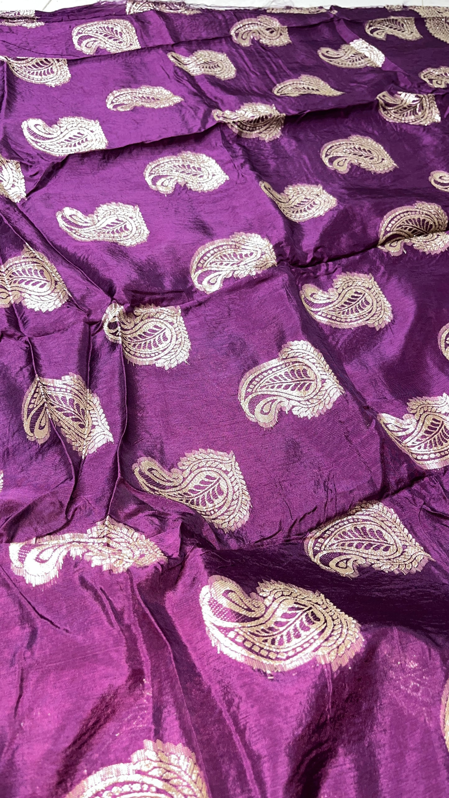 Premium Pure Russian Dola Fabric with Exquisite Hand Zari Weaving | Luxury Textile