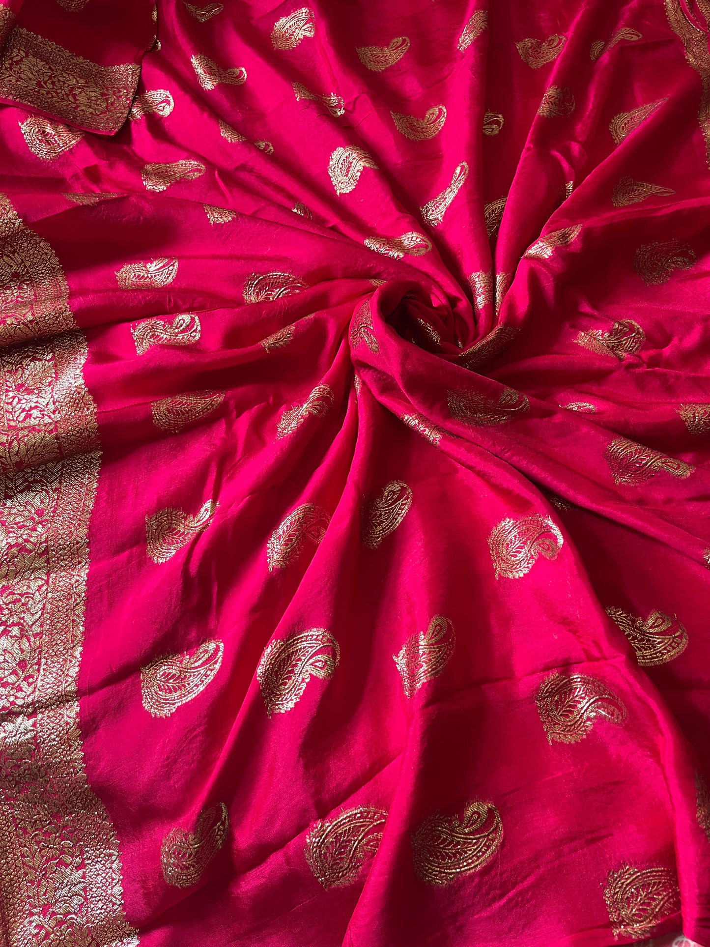 Premium Pure Russian Dola Fabric with Exquisite Hand Zari Weaving | Luxury Textile