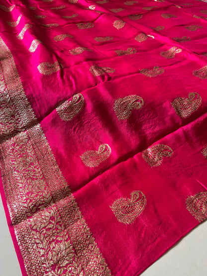 Premium Pure Russian Dola Fabric with Exquisite Hand Zari Weaving | Luxury Textile