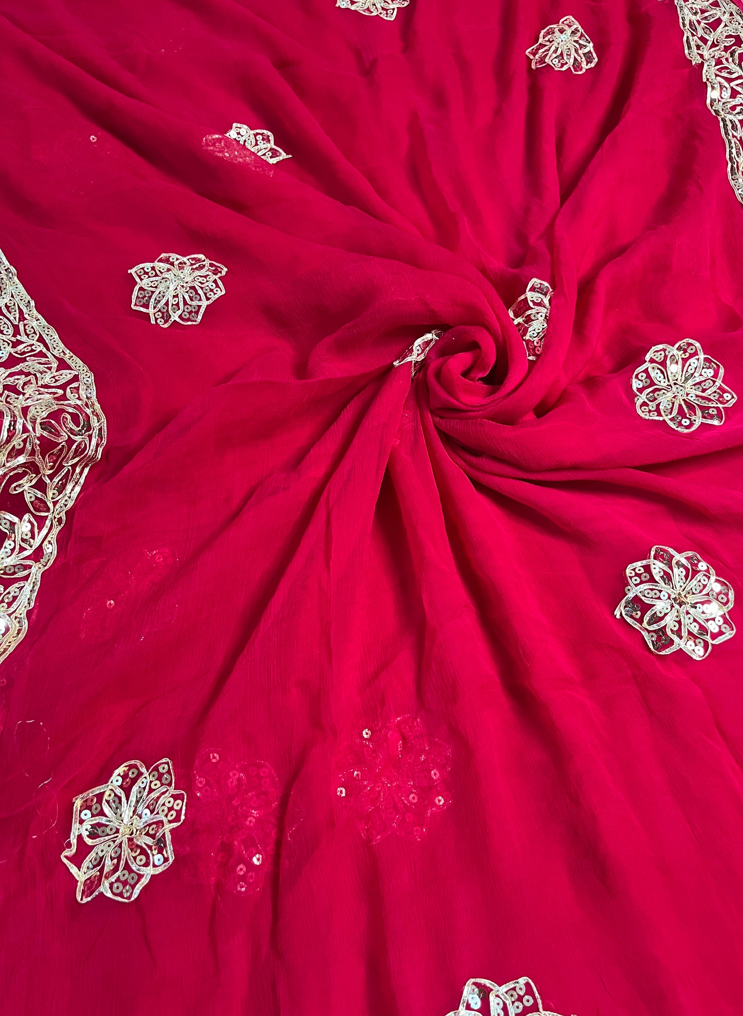 Exquisite Handwork Saree: Pure Diamond Chiffon with Kacha Gotta Butti Detailing