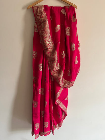 Premium Pure Russian Dola Fabric with Exquisite Hand Zari Weaving | Luxury Textile