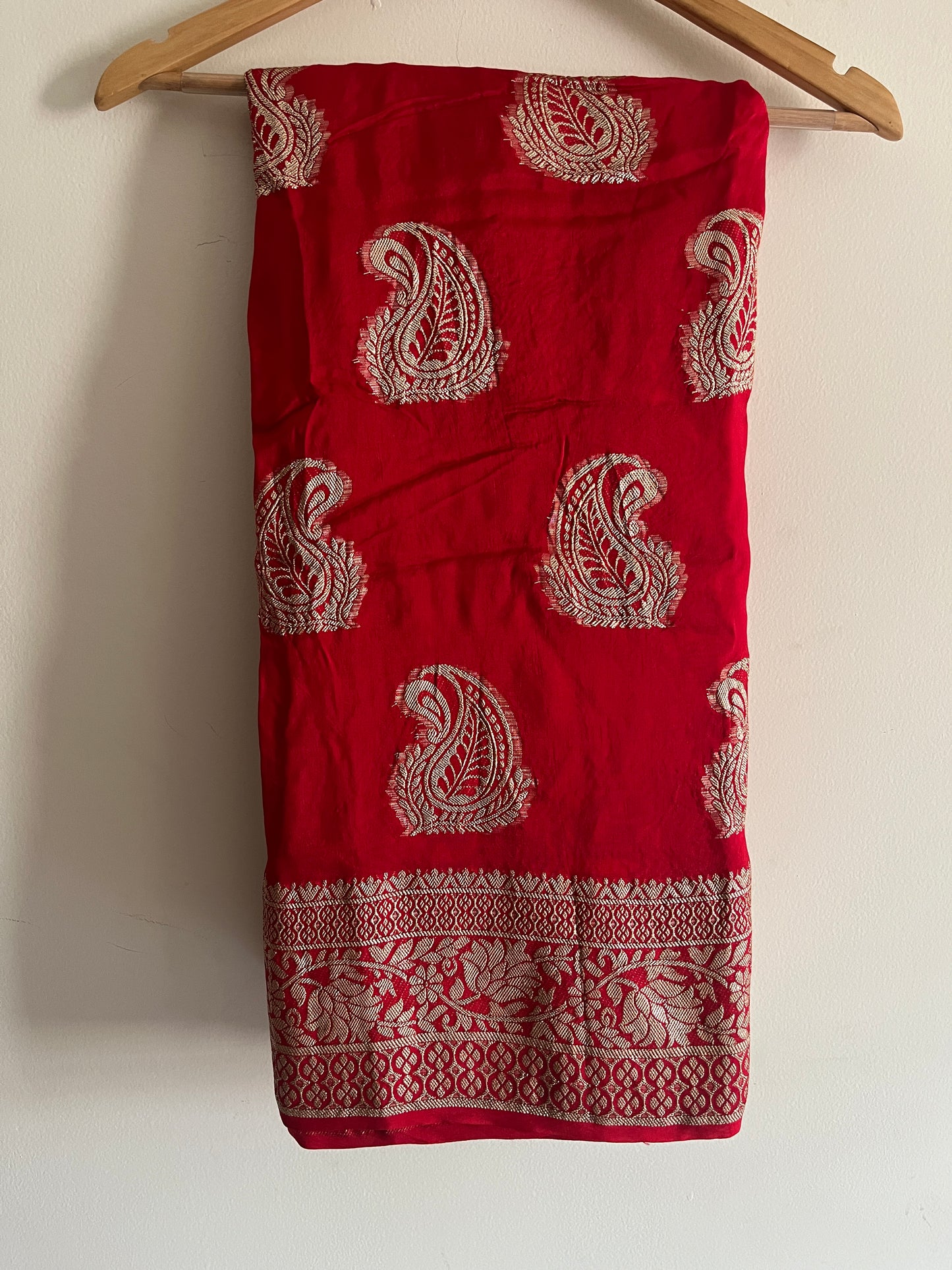 Premium Pure Russian Dola Fabric with Exquisite Hand Zari Weaving | Luxury Textile