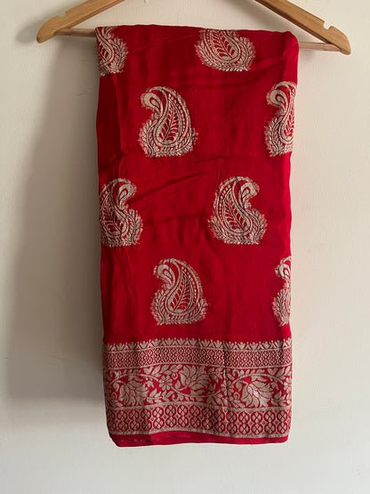 Premium Pure Russian Dola Fabric with Exquisite Hand Zari Weaving | Luxury Textile