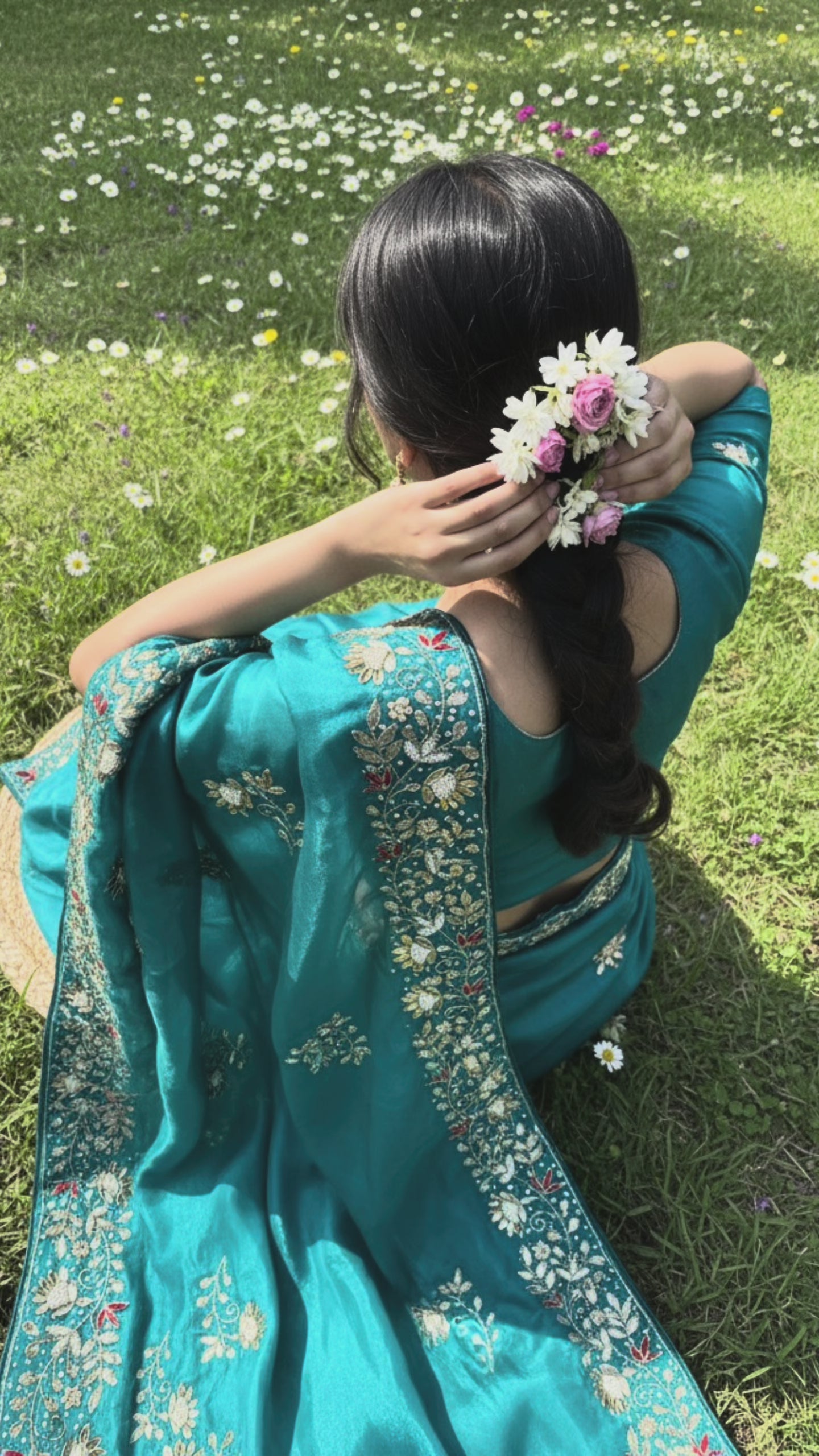Exquisite Handwork Saree: Pure Cosmos Saree with Gotta Patti & Kardhana Embroidery