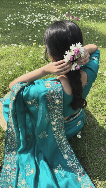 Exquisite Handwork Saree: Pure Cosmos Saree with Gotta Patti & Kardhana Embroidery